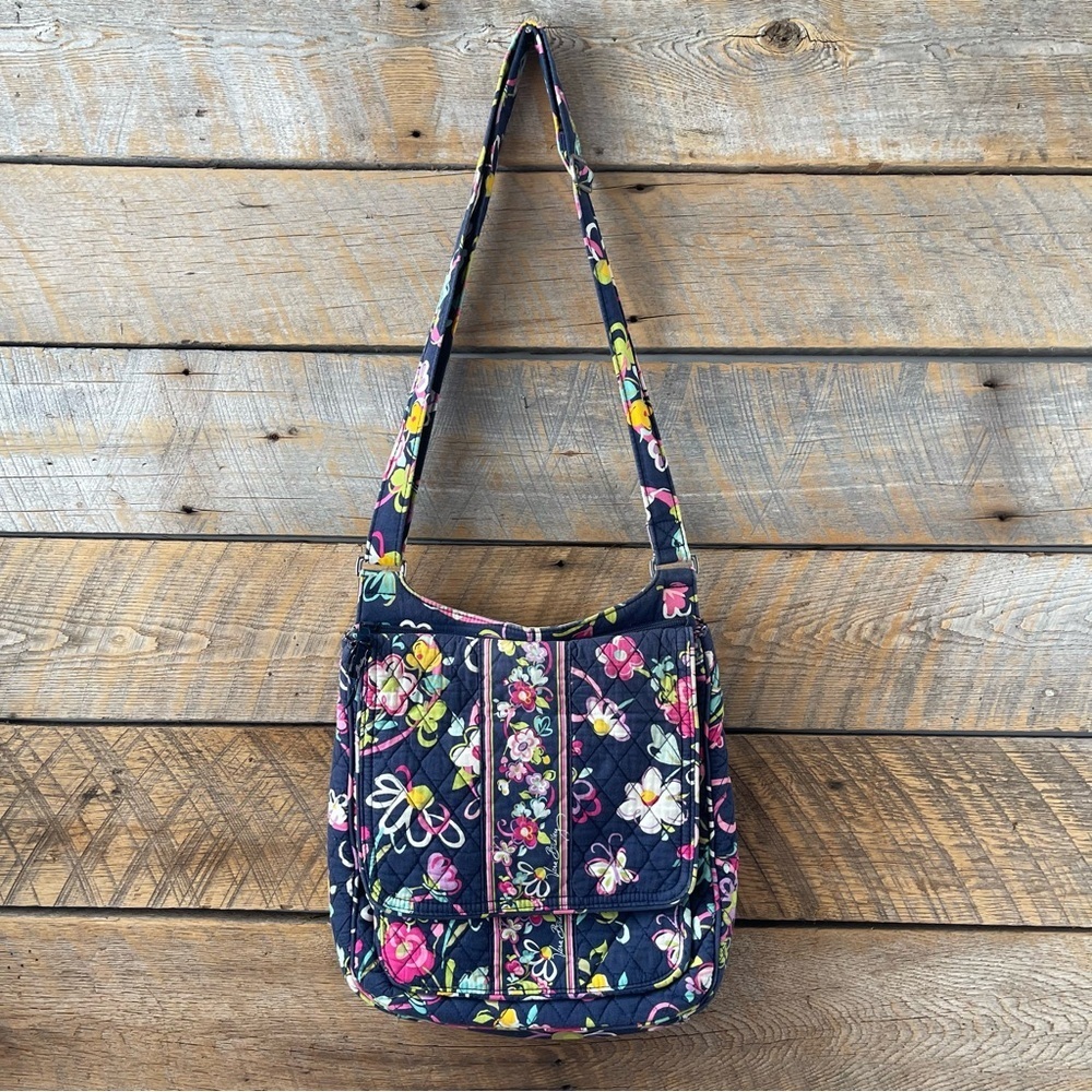 Vera Bradley “Floral Ribbons” Crossbody Hipster Bag Purse Quilted Retired